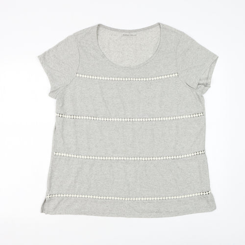 Essentials Collection Womens Grey Polyester Basic T-Shirt Size M Scoop Neck