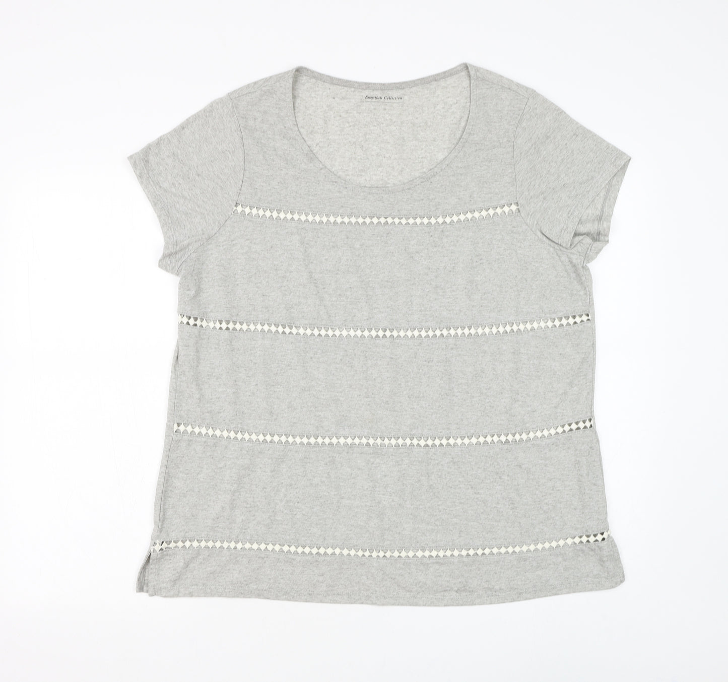Essentials Collection Womens Grey Polyester Basic T-Shirt Size M Scoop Neck