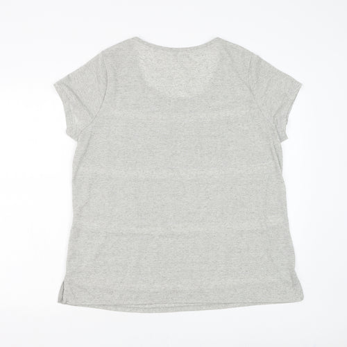 Essentials Collection Womens Grey Polyester Basic T-Shirt Size M Scoop Neck