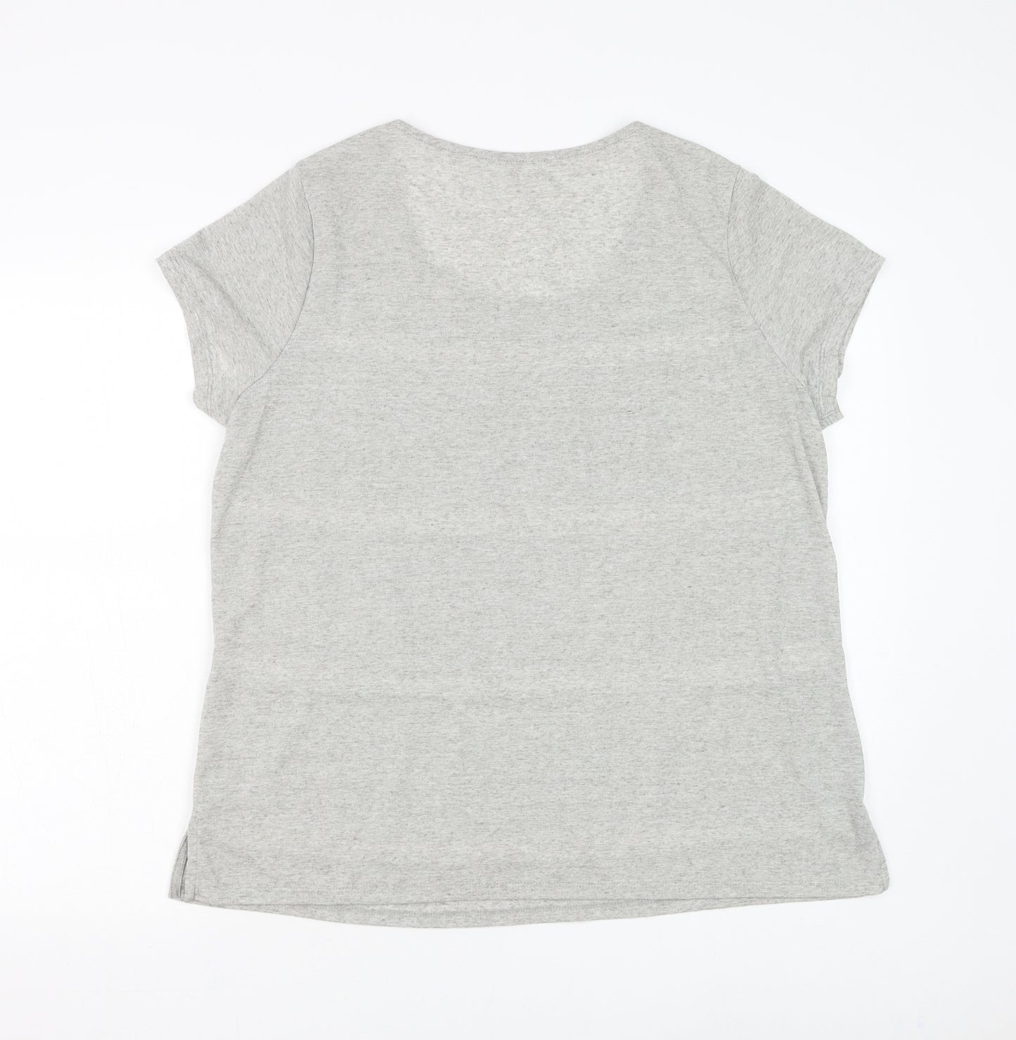 Essentials Collection Womens Grey Polyester Basic T-Shirt Size M Scoop Neck