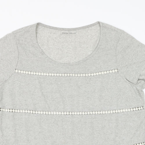 Essentials Collection Womens Grey Polyester Basic T-Shirt Size M Scoop Neck