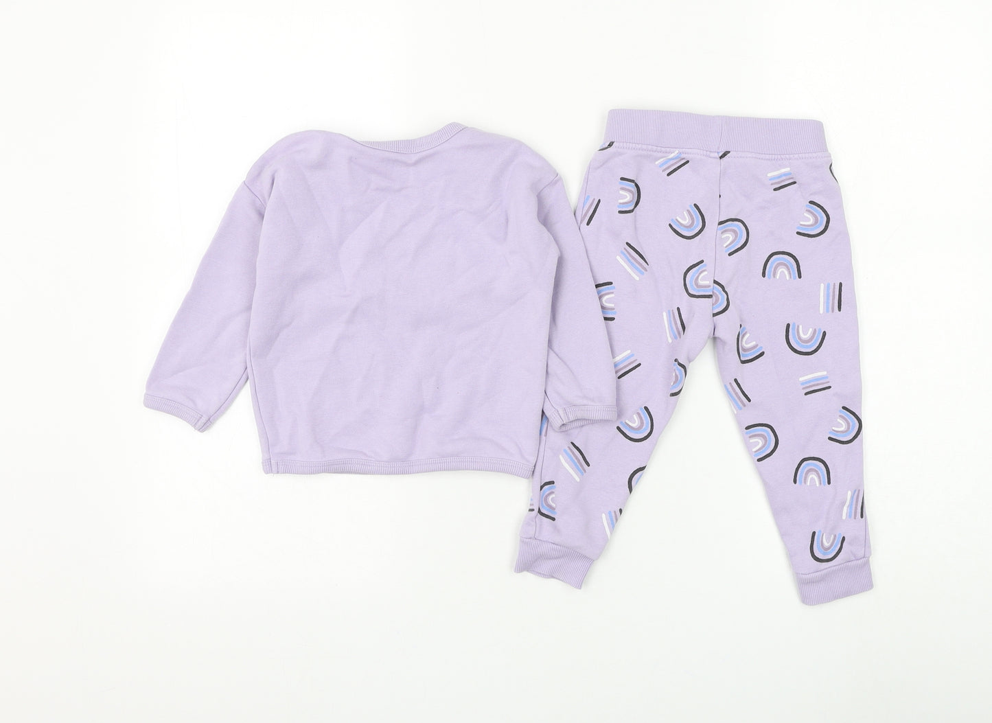 Dunnes Stores Girls Purple Geometric Cotton Trousers Set Outfit/Set Size 12-18 Months Pullover - Never Grow Up Sweatshirt & Jogger Set
