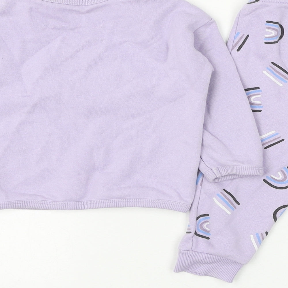 Dunnes Stores Girls Purple Geometric Cotton Trousers Set Outfit/Set Size 12-18 Months Pullover - Never Grow Up Sweatshirt & Jogger Set