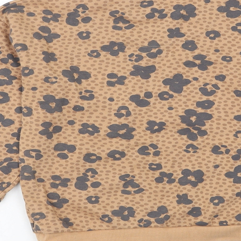 F&F Girls Brown Animal Print Cotton Pullover Sweatshirt Size 6-7 Years Pullover - Leopard Print