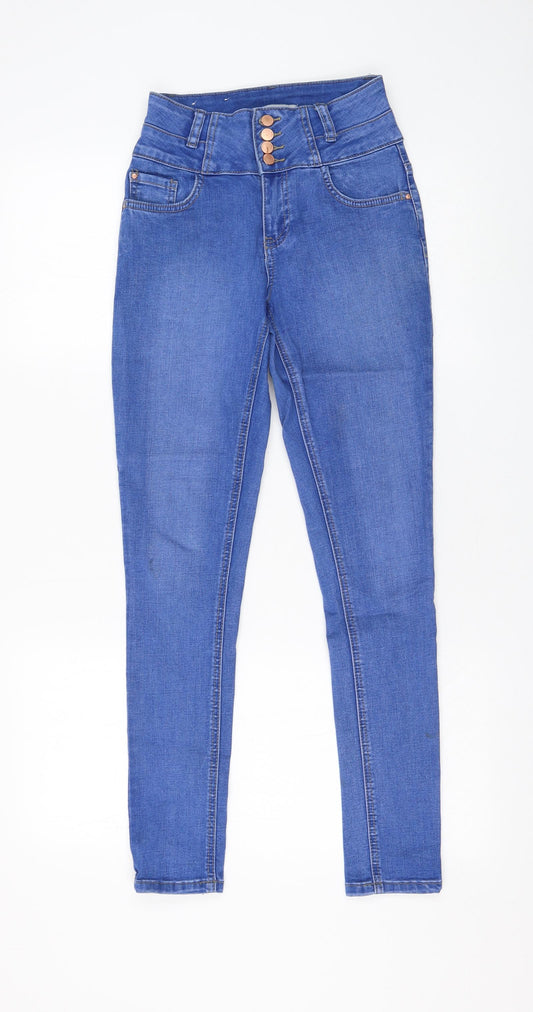 New Look Girls Blue Cotton Skinny Jeans Size 12 Years Regular Zip