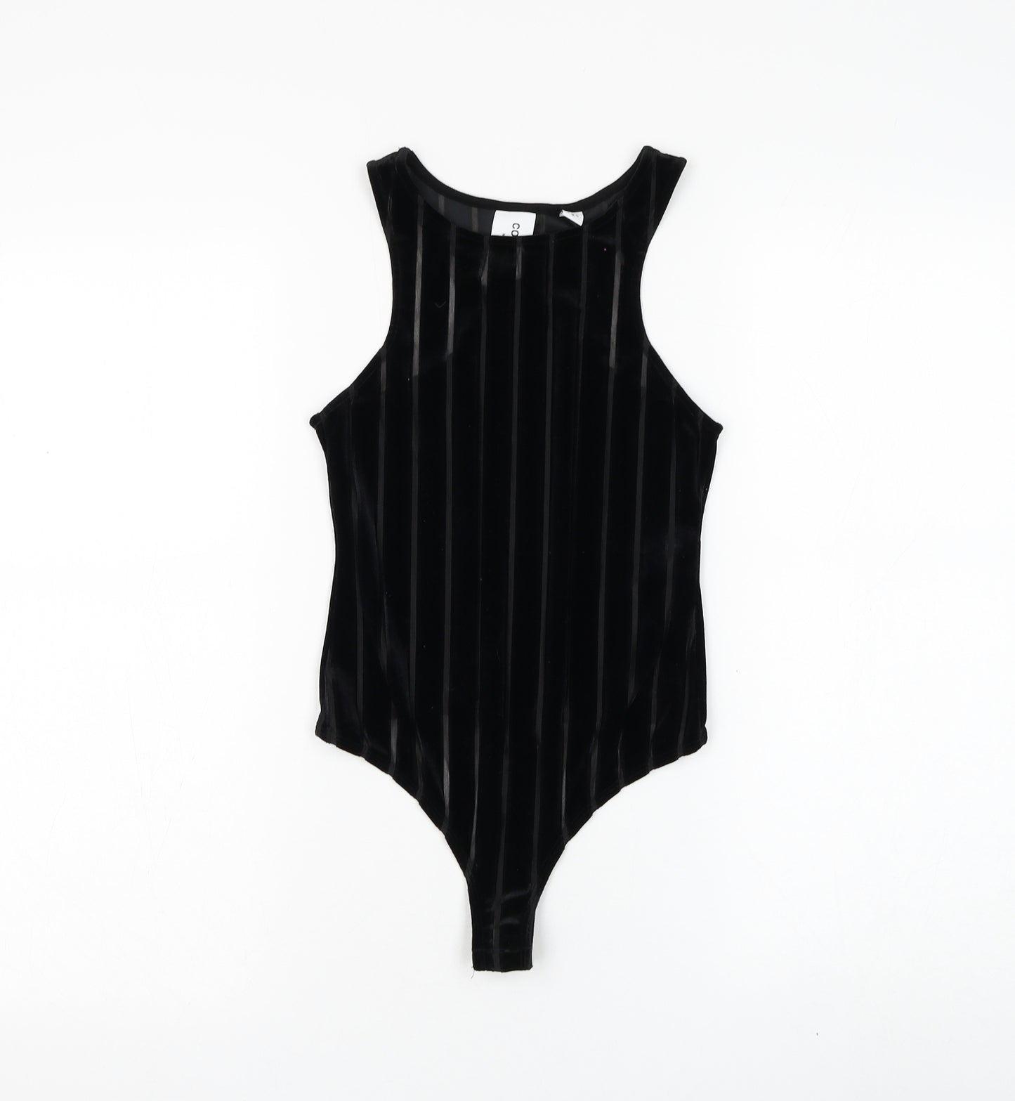 COLLUSION Womens Black Striped Polyester Bodysuit One-Piece Size 8 Snap