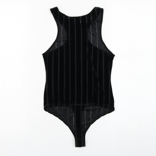 COLLUSION Womens Black Striped Polyester Bodysuit One-Piece Size 8 Snap