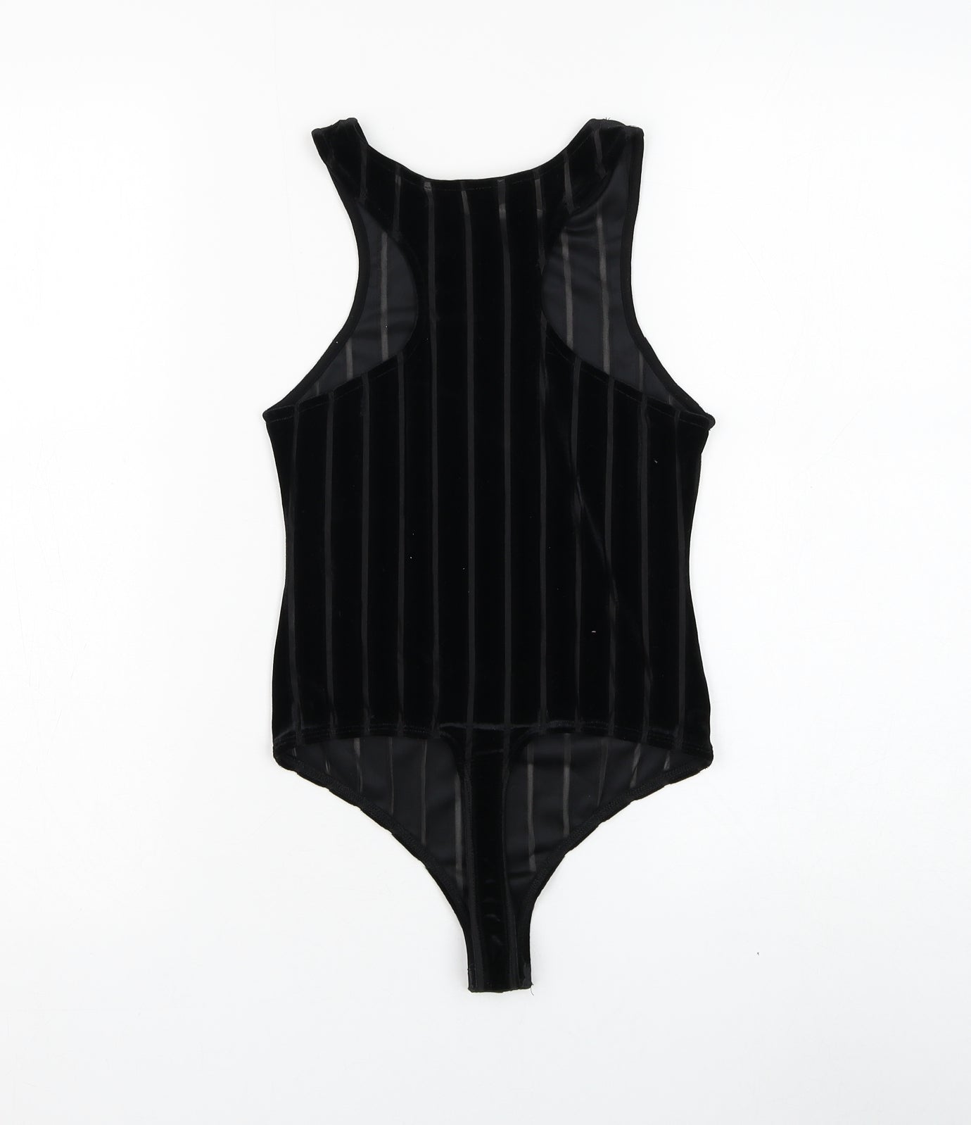 COLLUSION Womens Black Striped Polyester Bodysuit One-Piece Size 8 Snap