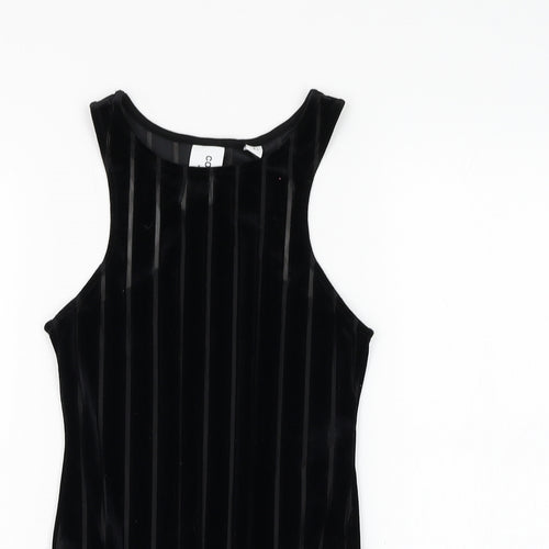 COLLUSION Womens Black Striped Polyester Bodysuit One-Piece Size 8 Snap