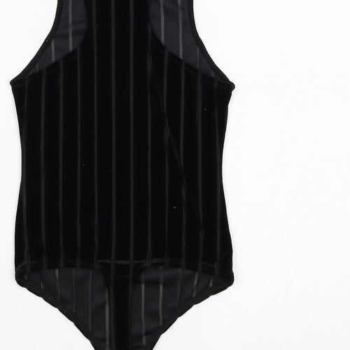 COLLUSION Womens Black Striped Polyester Bodysuit One-Piece Size 8 Snap