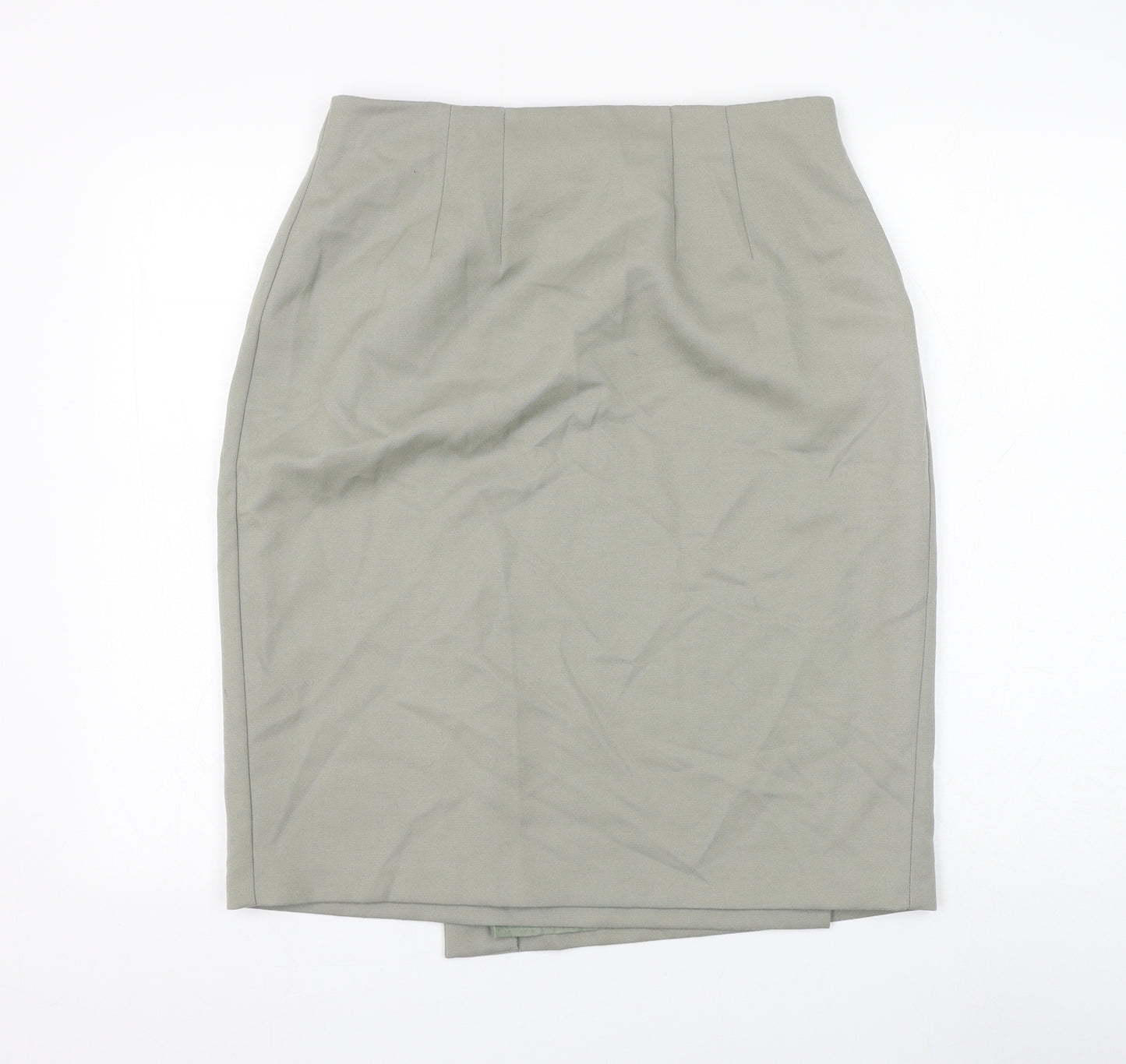 Marks and Spencer Womens Green Wool Wrap Skirt Size 16 Button
