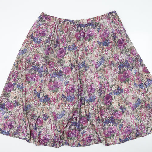 Preworn Womens Multicoloured Floral Polyester Flare Skirt Size 38 in