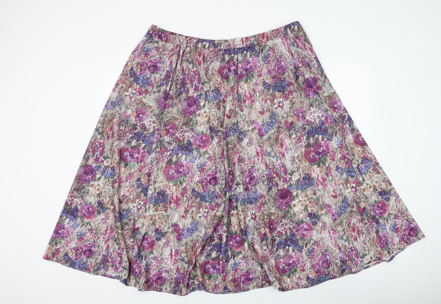 Preworn Womens Multicoloured Floral Polyester Flare Skirt Size 38 in