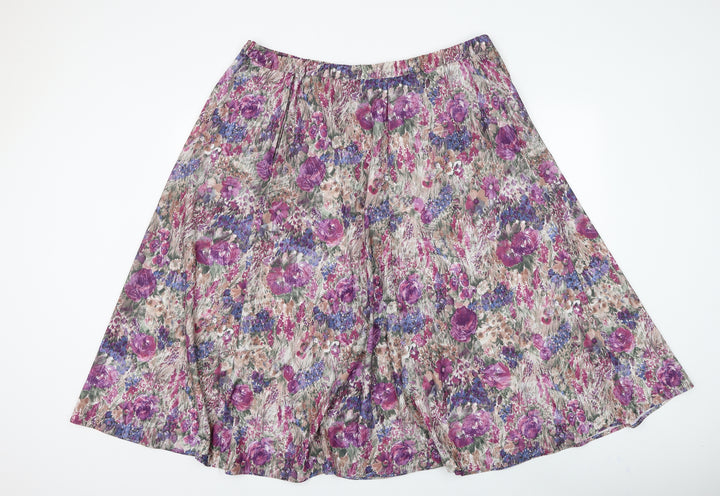 Preworn Womens Multicoloured Floral Polyester Flare Skirt Size 38 in