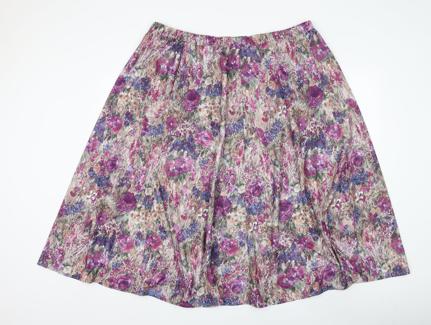 Preworn Womens Multicoloured Floral Polyester Flare Skirt Size 38 in
