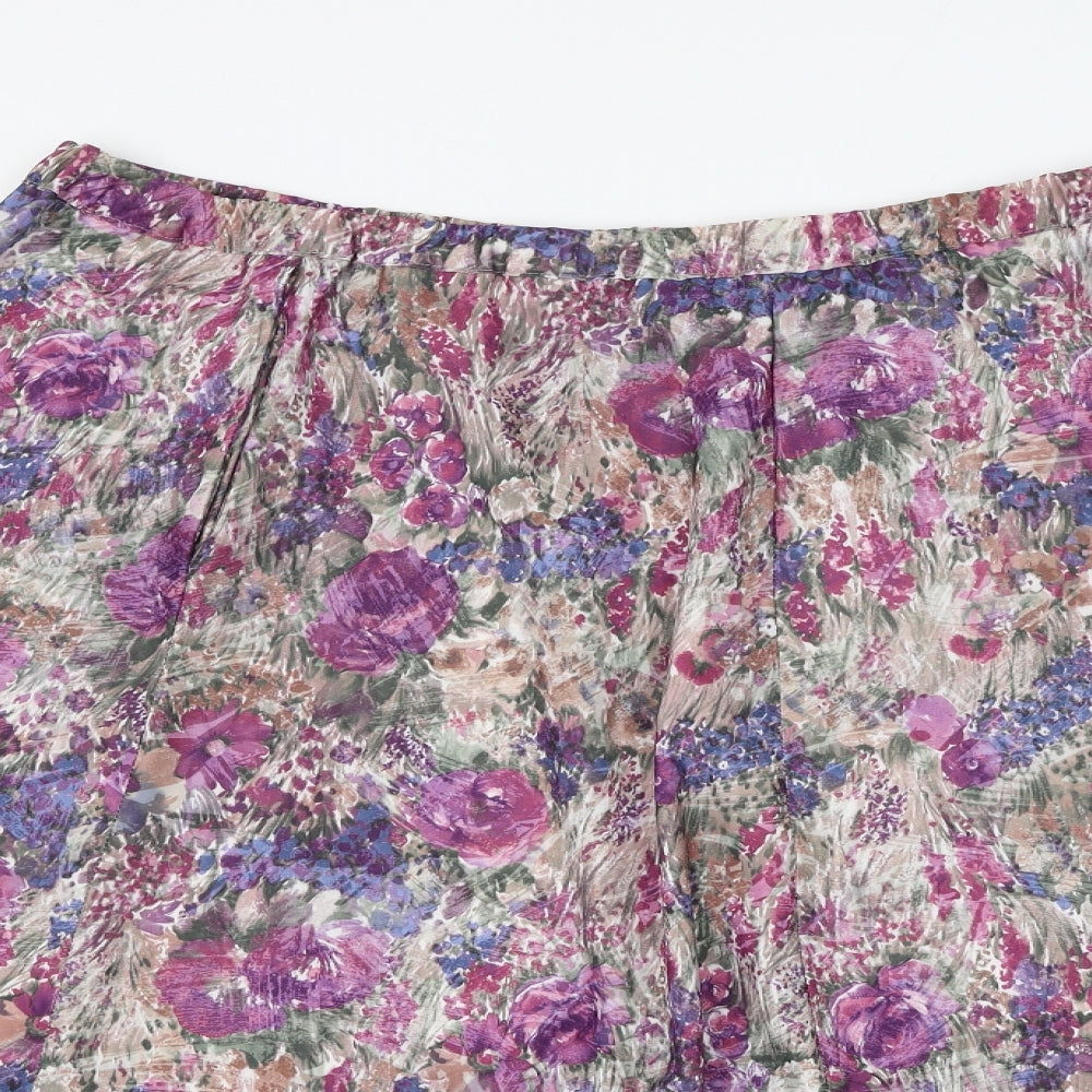 Preworn Womens Multicoloured Floral Polyester Flare Skirt Size 38 in