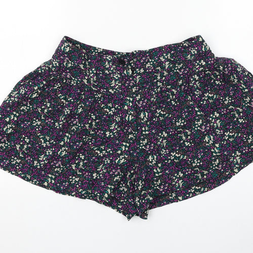 Warehouse Womens Multicoloured Floral Viscose Hot Pants Shorts Size 8 L3 in Regular Zip