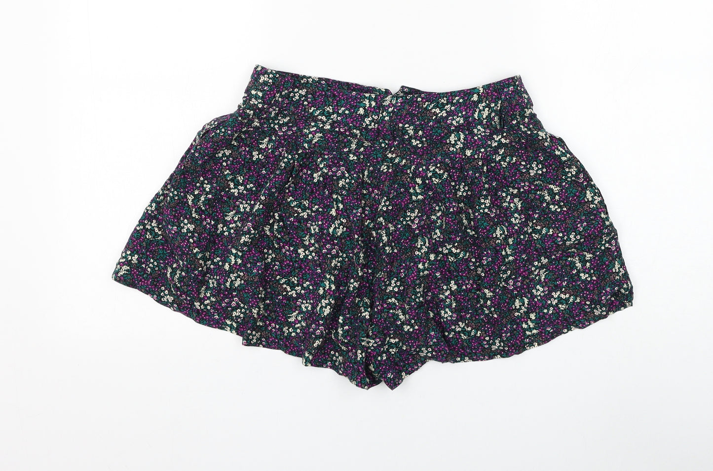 Warehouse Womens Multicoloured Floral Viscose Hot Pants Shorts Size 8 L3 in Regular Zip