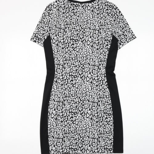 Atmosphere Womens Black Geometric Polyacrylate Fibre Pencil Dress Size 12 Round Neck Pullover