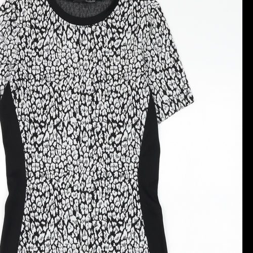 Atmosphere Womens Black Geometric Polyacrylate Fibre Pencil Dress Size 12 Round Neck Pullover