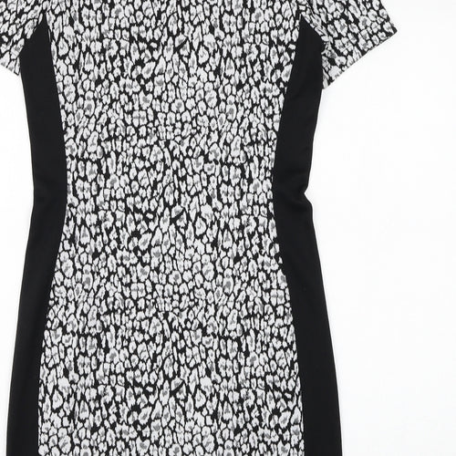 Atmosphere Womens Black Geometric Polyacrylate Fibre Pencil Dress Size 12 Round Neck Pullover