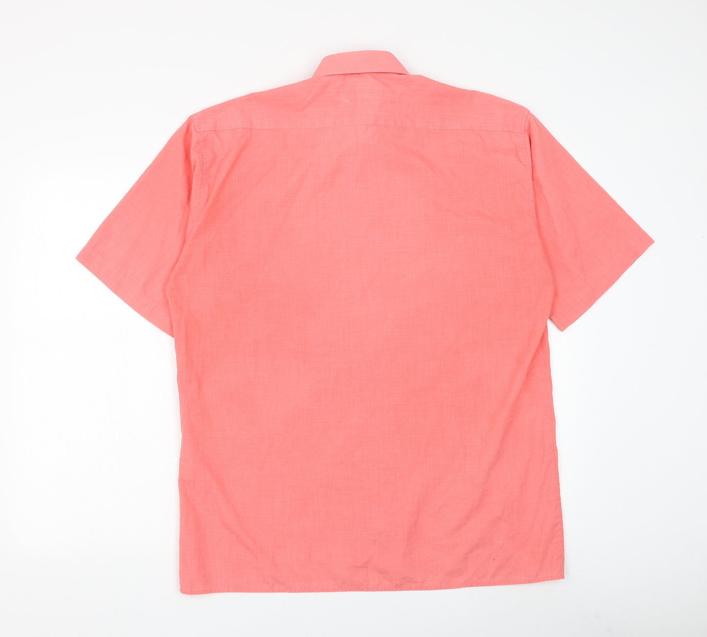 Marks and Spencer Mens Pink Polyester Button-Up Size 15.5 Collared Button