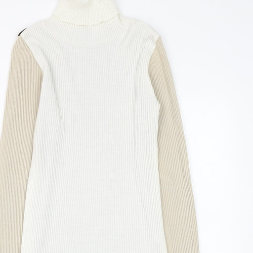 Missy Empire Womens Multicoloured Colourblock Acrylic Jumper Dress Size 8 Roll Neck Pullover