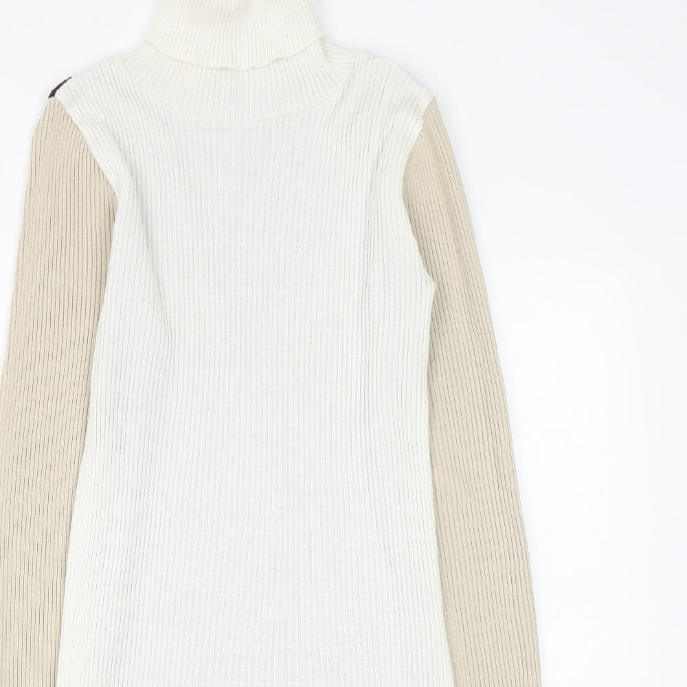 Missy Empire Womens Multicoloured Colourblock Acrylic Jumper Dress Size 8 Roll Neck Pullover