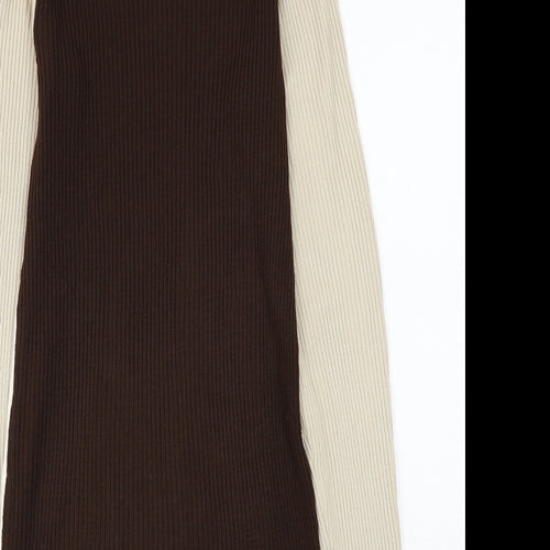 Missy Empire Womens Multicoloured Colourblock Acrylic Jumper Dress Size 8 Roll Neck Pullover