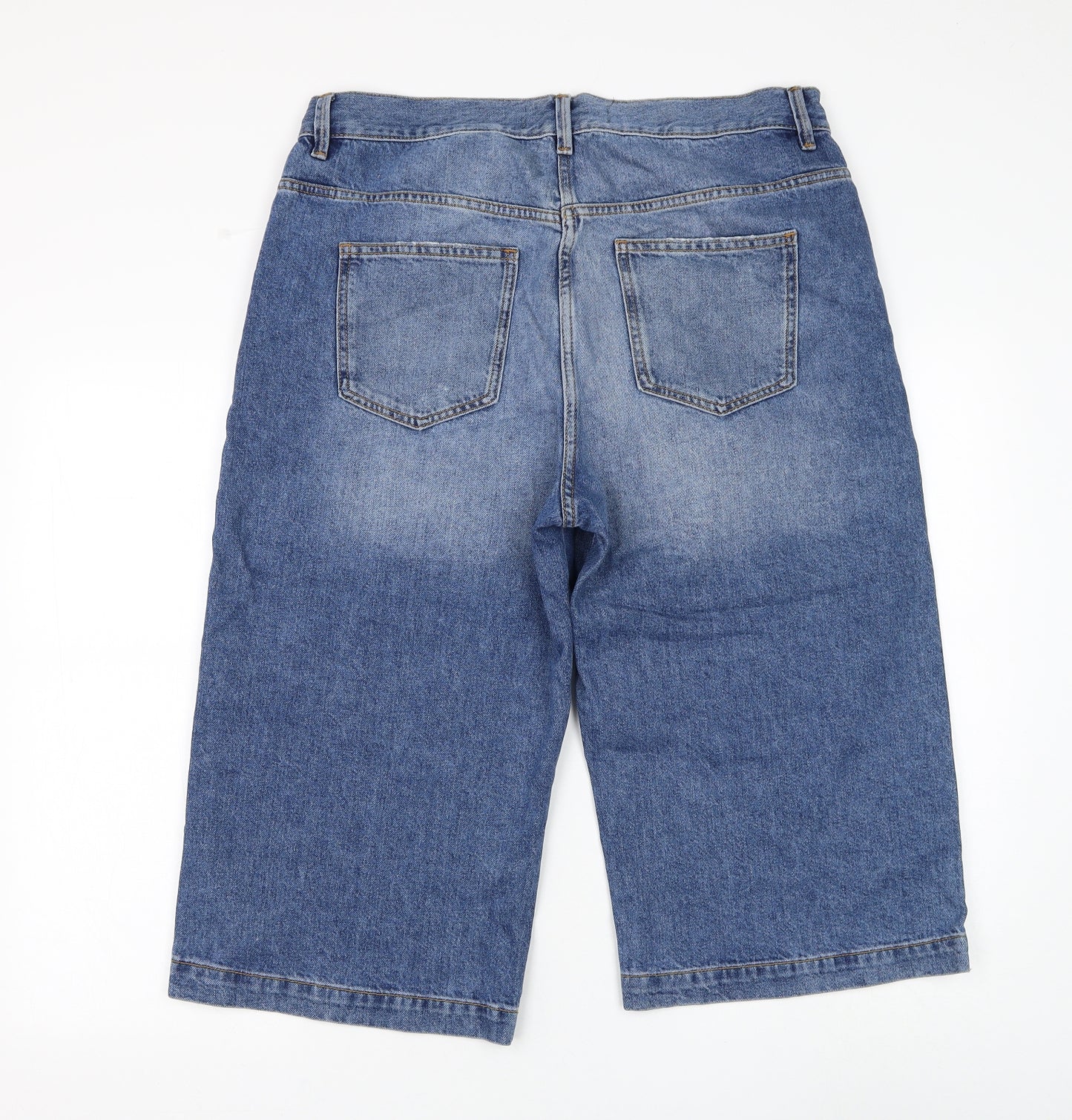 NEXT Womens Blue Cotton Bermuda Shorts Size 16 L18 in Regular Zip