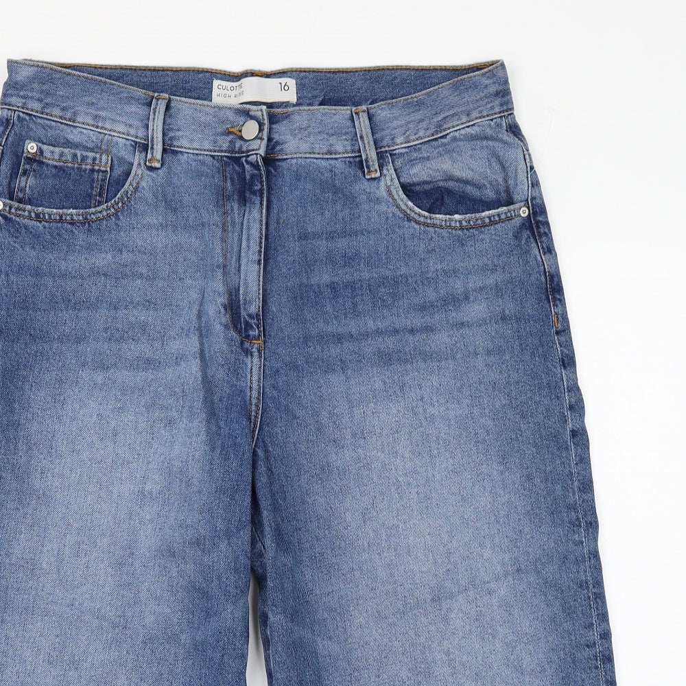 NEXT Womens Blue Cotton Bermuda Shorts Size 16 L18 in Regular Zip