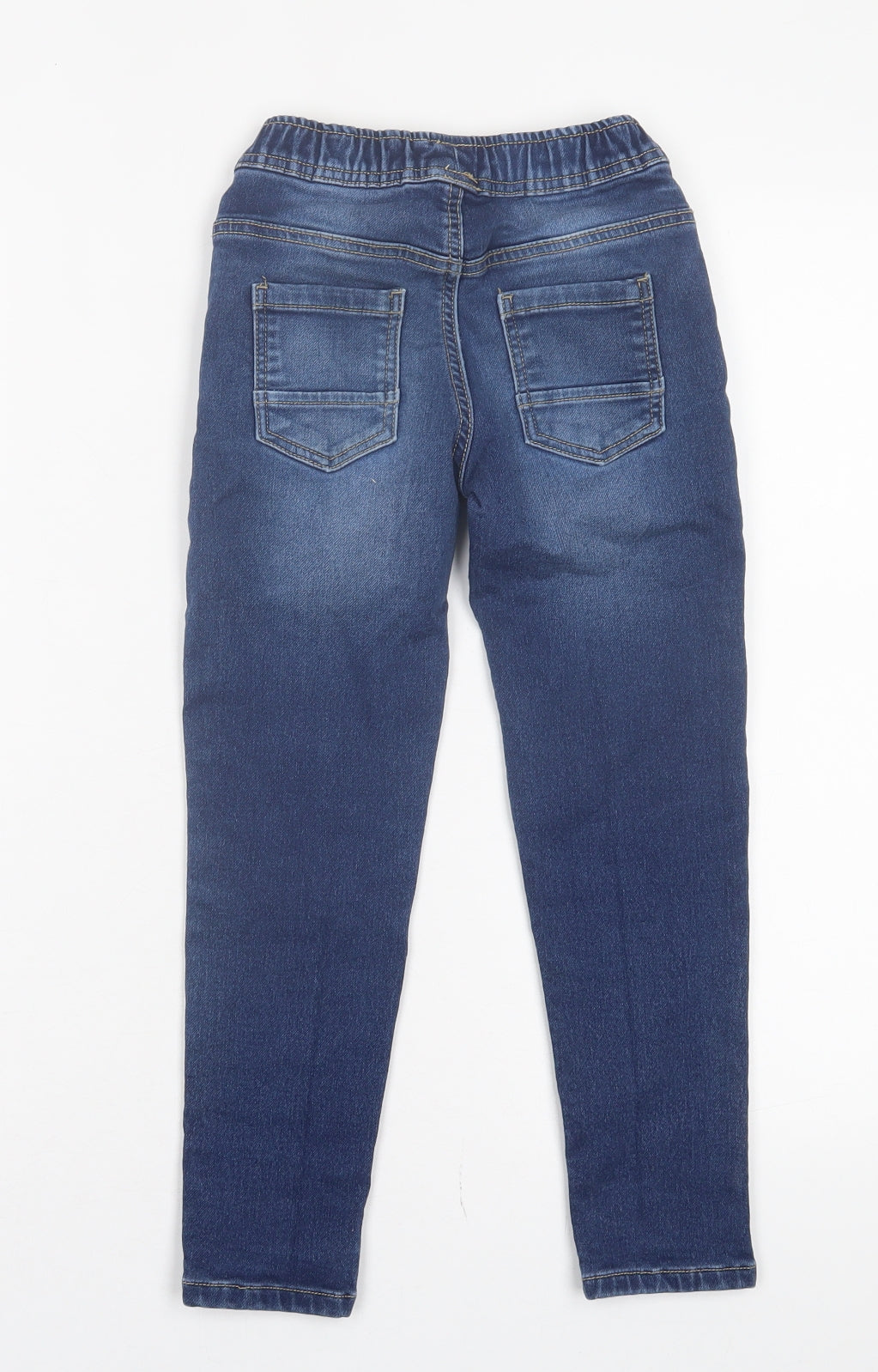 Dunnes Stores Boys Blue Cotton Straight Jeans Size 6-7 Years Regular Drawstring