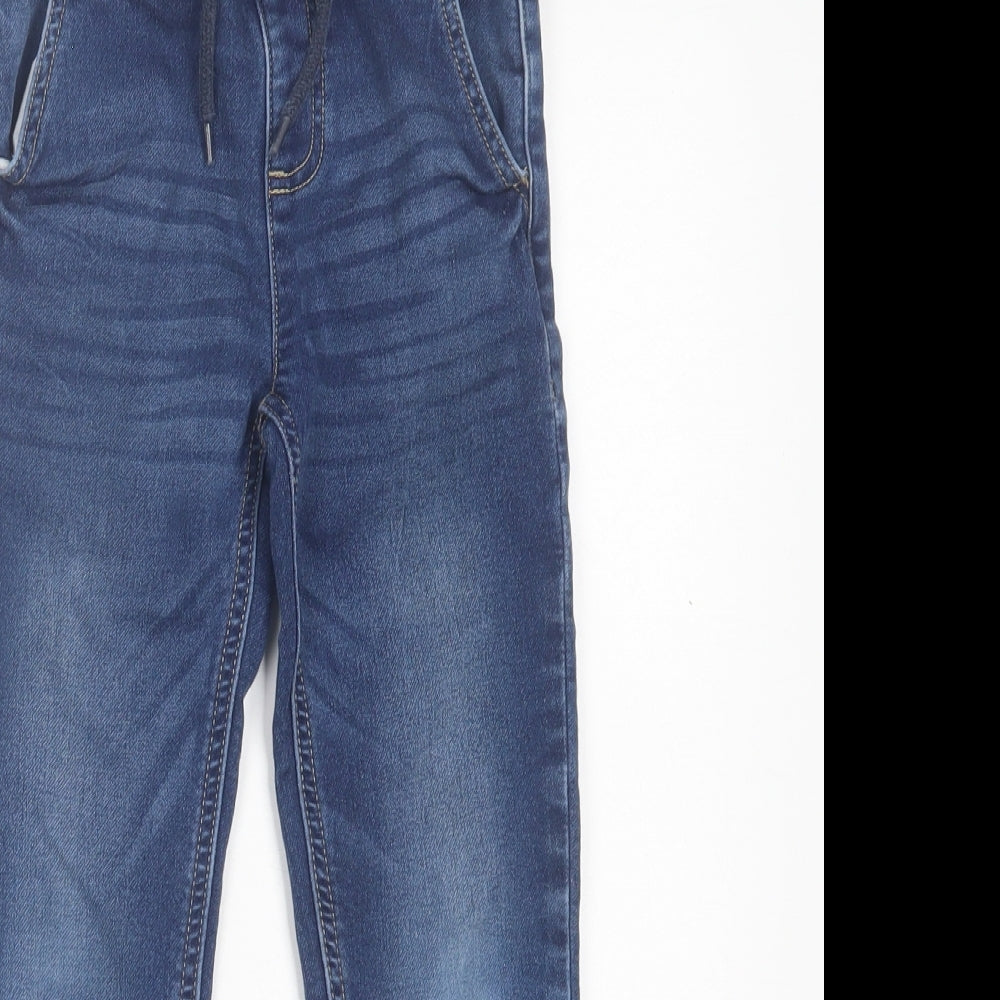 Dunnes Stores Boys Blue Cotton Straight Jeans Size 6-7 Years Regular Drawstring
