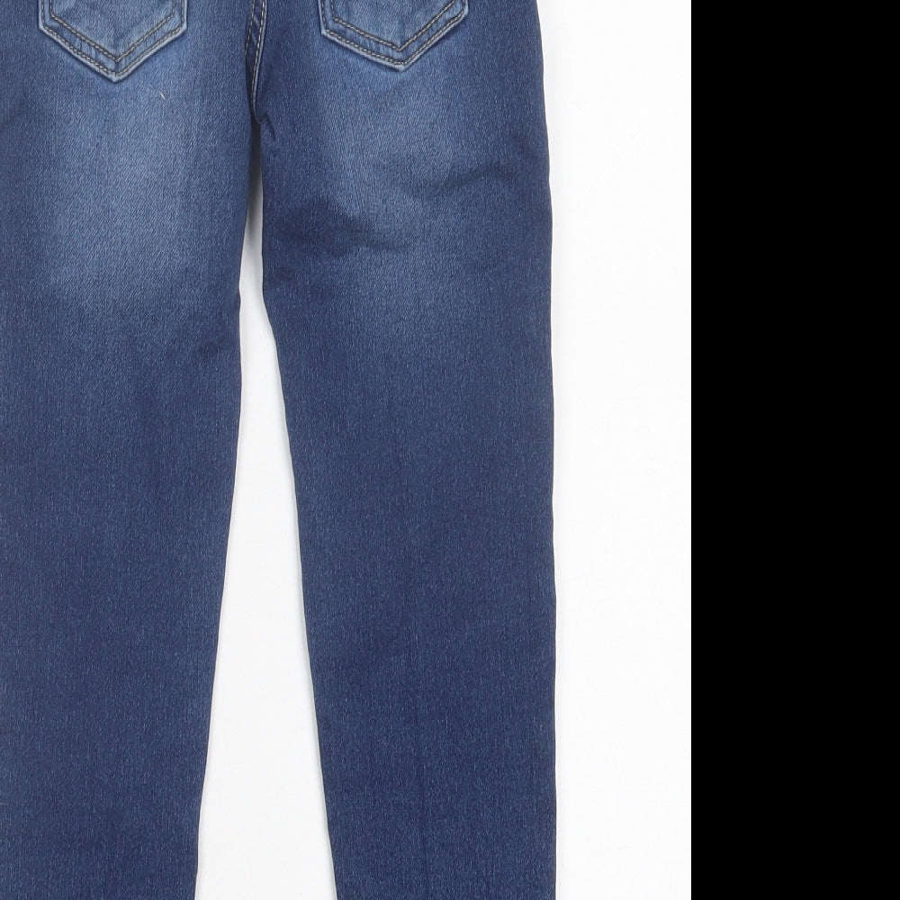 Dunnes Stores Boys Blue Cotton Straight Jeans Size 6-7 Years Regular Drawstring