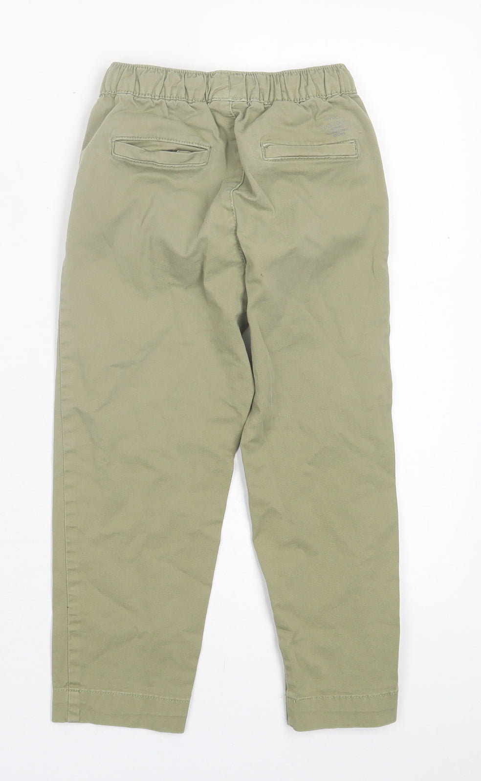 Zara Boys Green Cotton Chino Trousers Size 6 Years Regular Drawstring