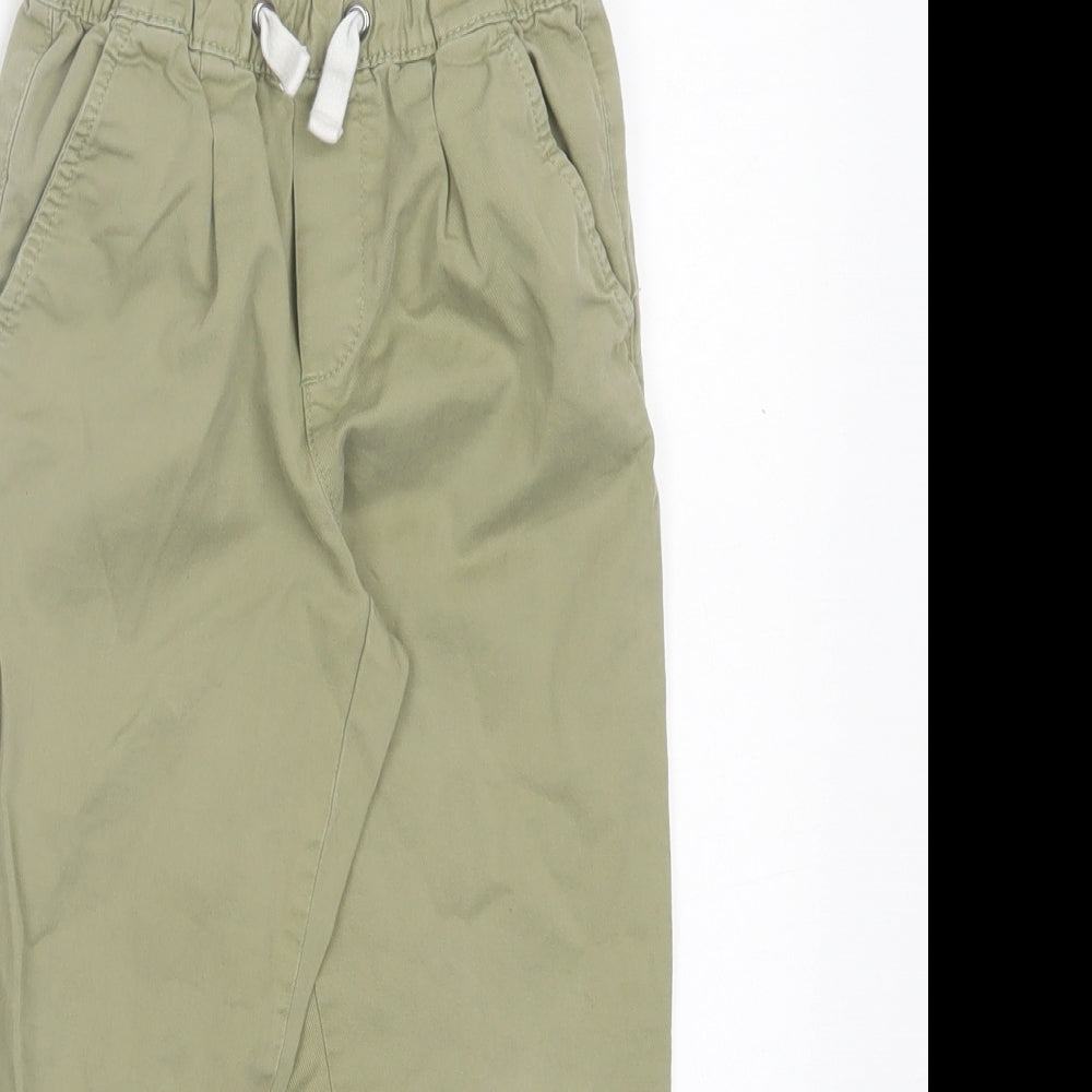 Zara Boys Green Cotton Chino Trousers Size 6 Years Regular Drawstring