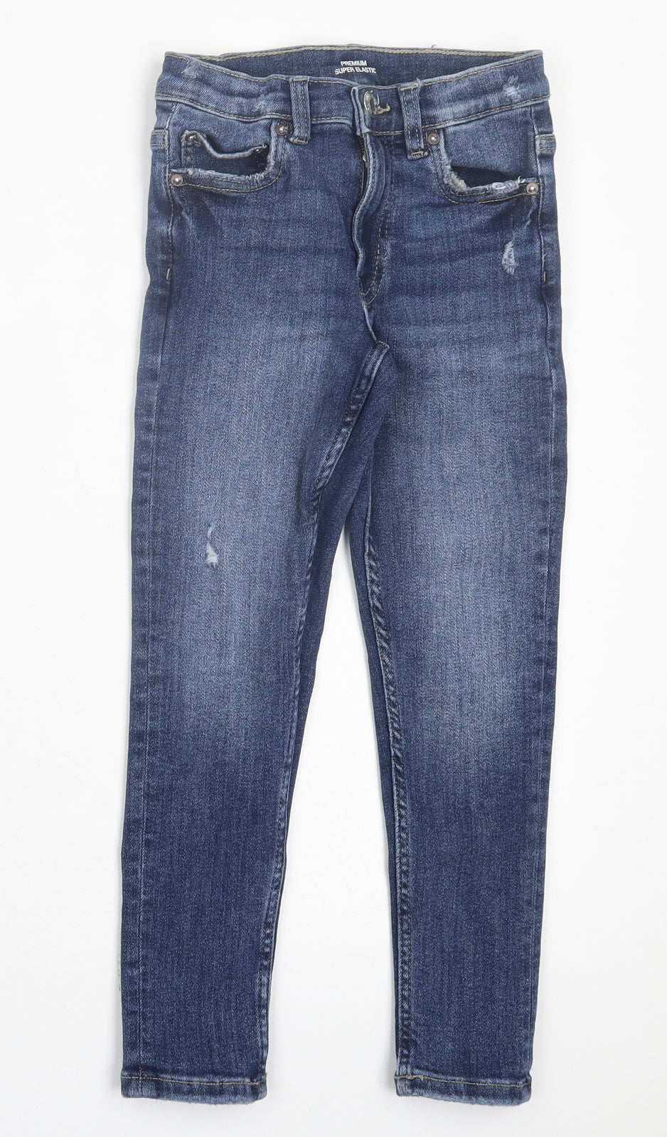 Zara Boys Blue Cotton Skinny Jeans Size 7 Years Regular Button