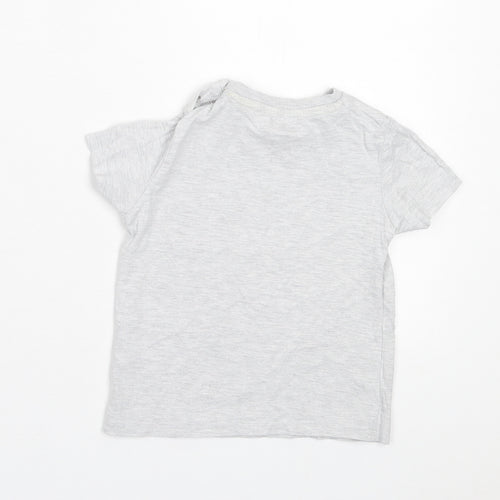 F&F Baby Grey Cotton Basic T-Shirt Size 12-18 Months Crew Neck Button - My World Is Mummy & Daddy