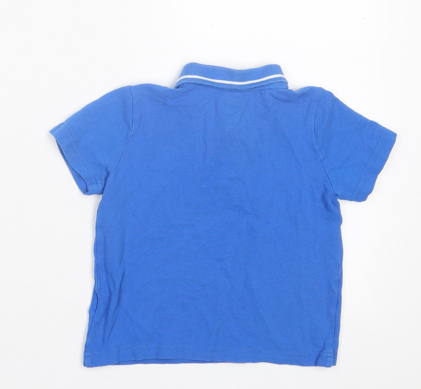 F&F Boys Blue Cotton Basic Polo Size 2-3 Years Collared Button - Dinosaur