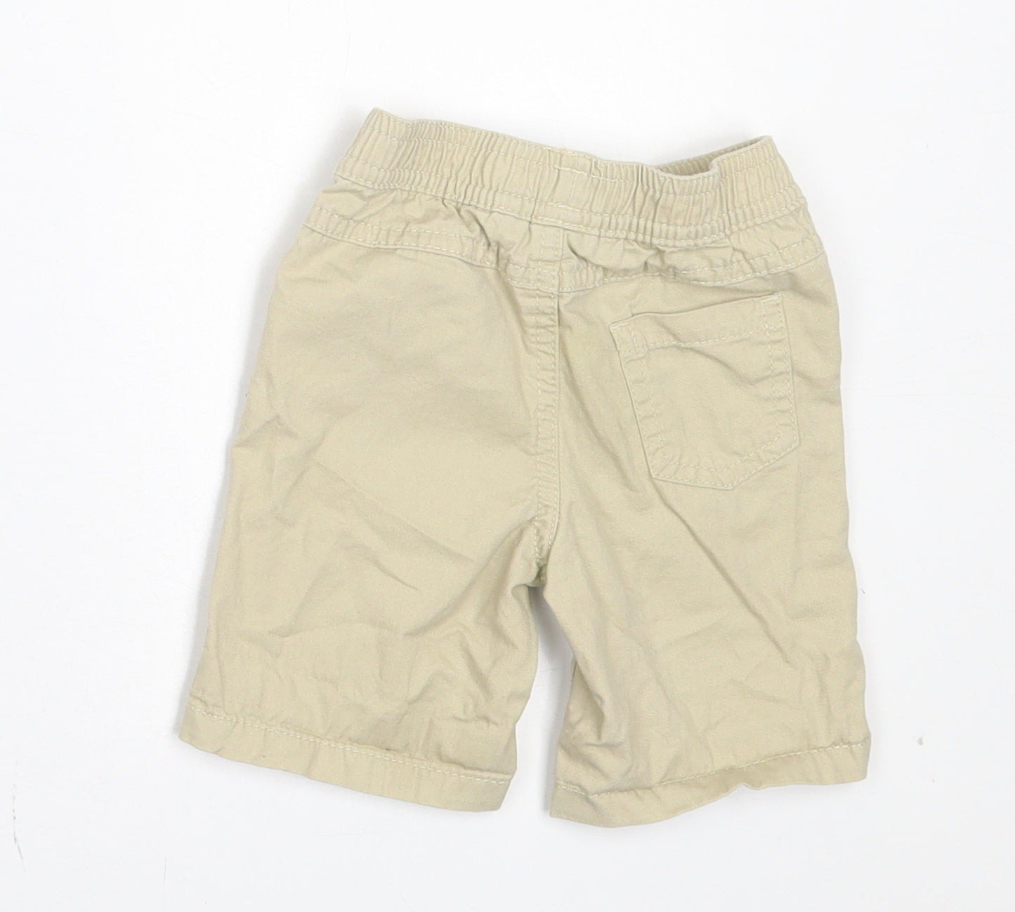Primark Boys Beige Cotton Cropped Trousers Size 6-9 Months Drawstring - Shorts