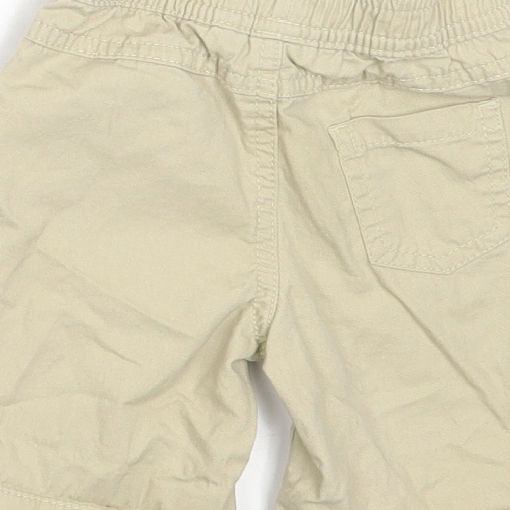 Primark Boys Beige Cotton Cropped Trousers Size 6-9 Months Drawstring - Shorts