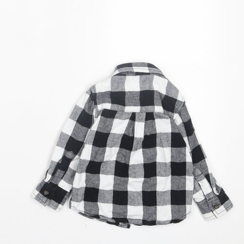 Urban Rascals Girls Black Check Cotton Basic Button-Up Size 12-18 Months Collared Button - Pocket Detail