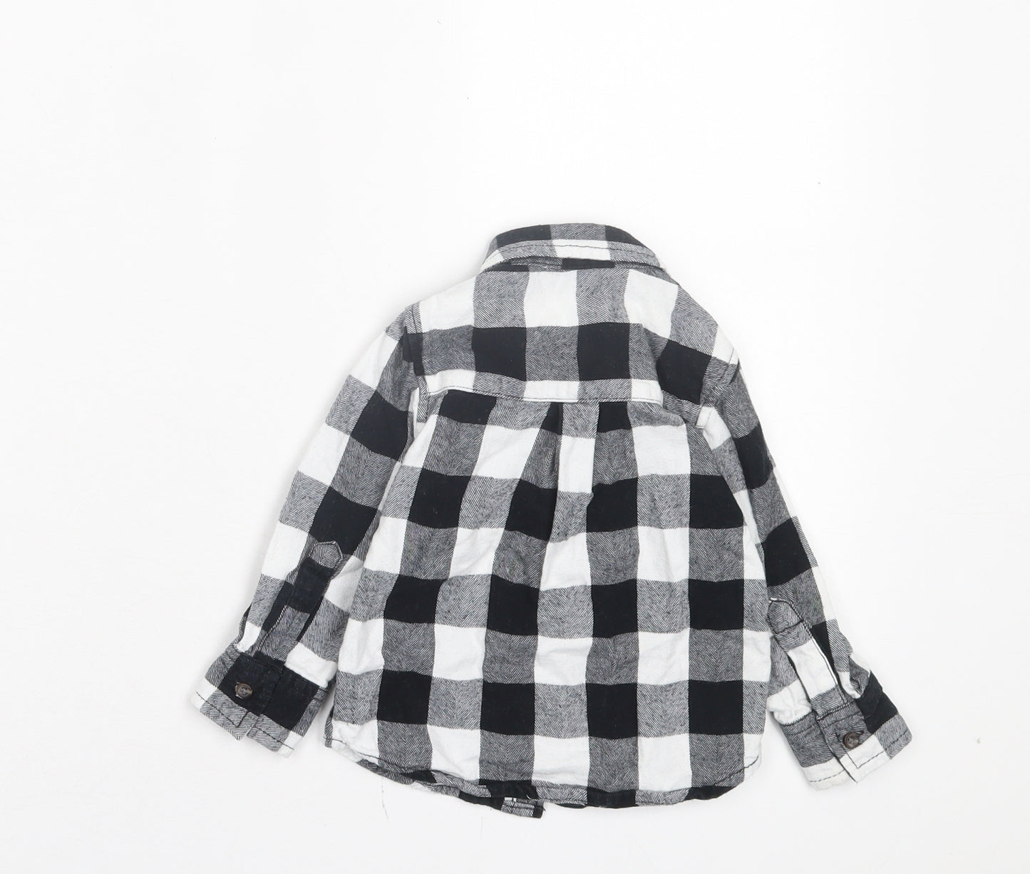 Urban Rascals Girls Black Check Cotton Basic Button-Up Size 12-18 Months Collared Button - Pocket Detail