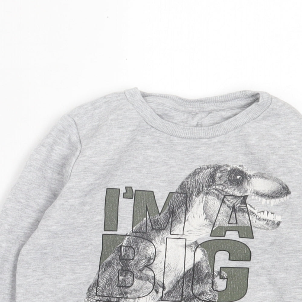 PEP&CO Boys Grey Cotton Pullover Sweatshirt Size 3-4 Years Pullover - Im A Big Deal