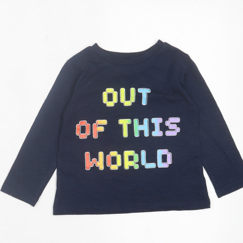 Dunnes Stores Boys Blue Cotton Basic Casual Size 12-18 Months Crew Neck Pullover - Out Of This World