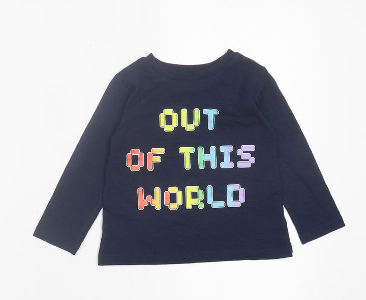 Dunnes Stores Boys Blue Cotton Basic Casual Size 12-18 Months Crew Neck Pullover - Out Of This World