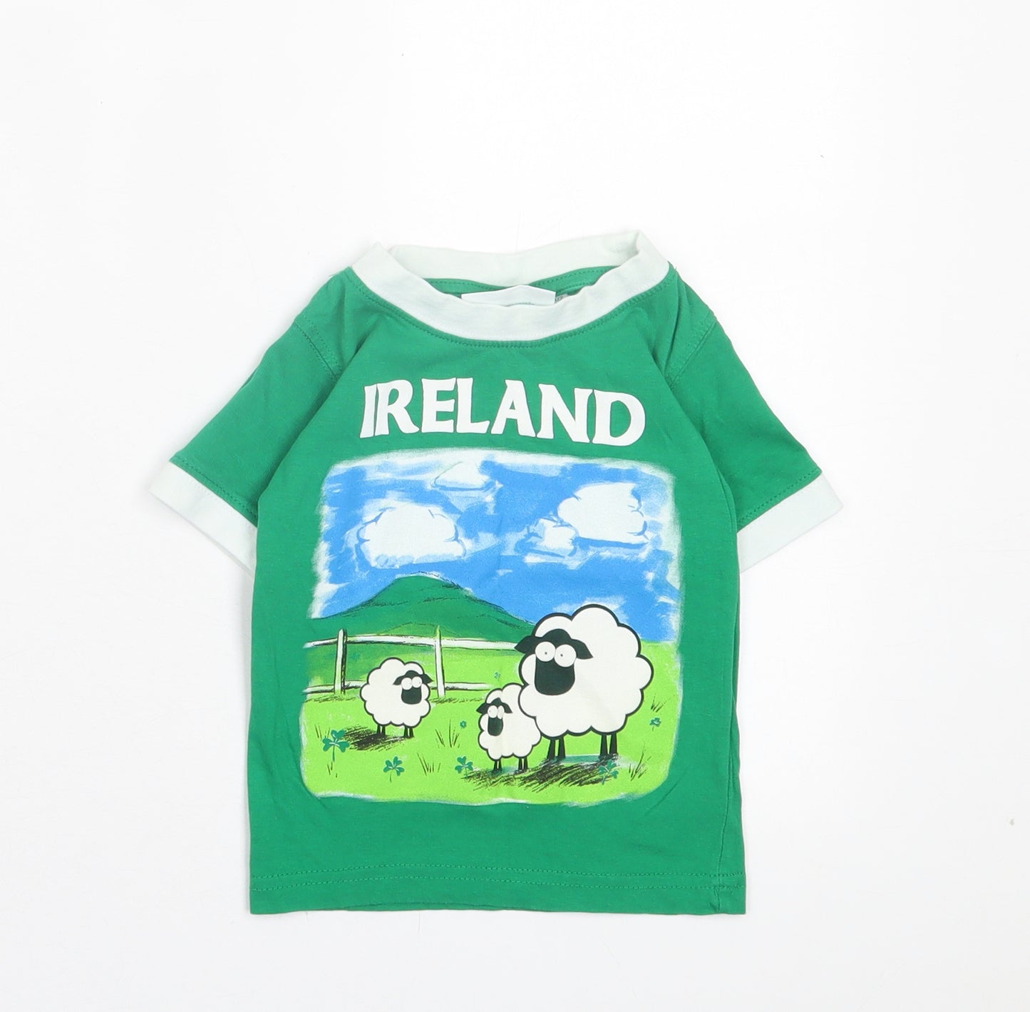 Lansdown Boys Green Cotton Basic T-Shirt Size 2 Years Crew Neck Pullover - Ireland