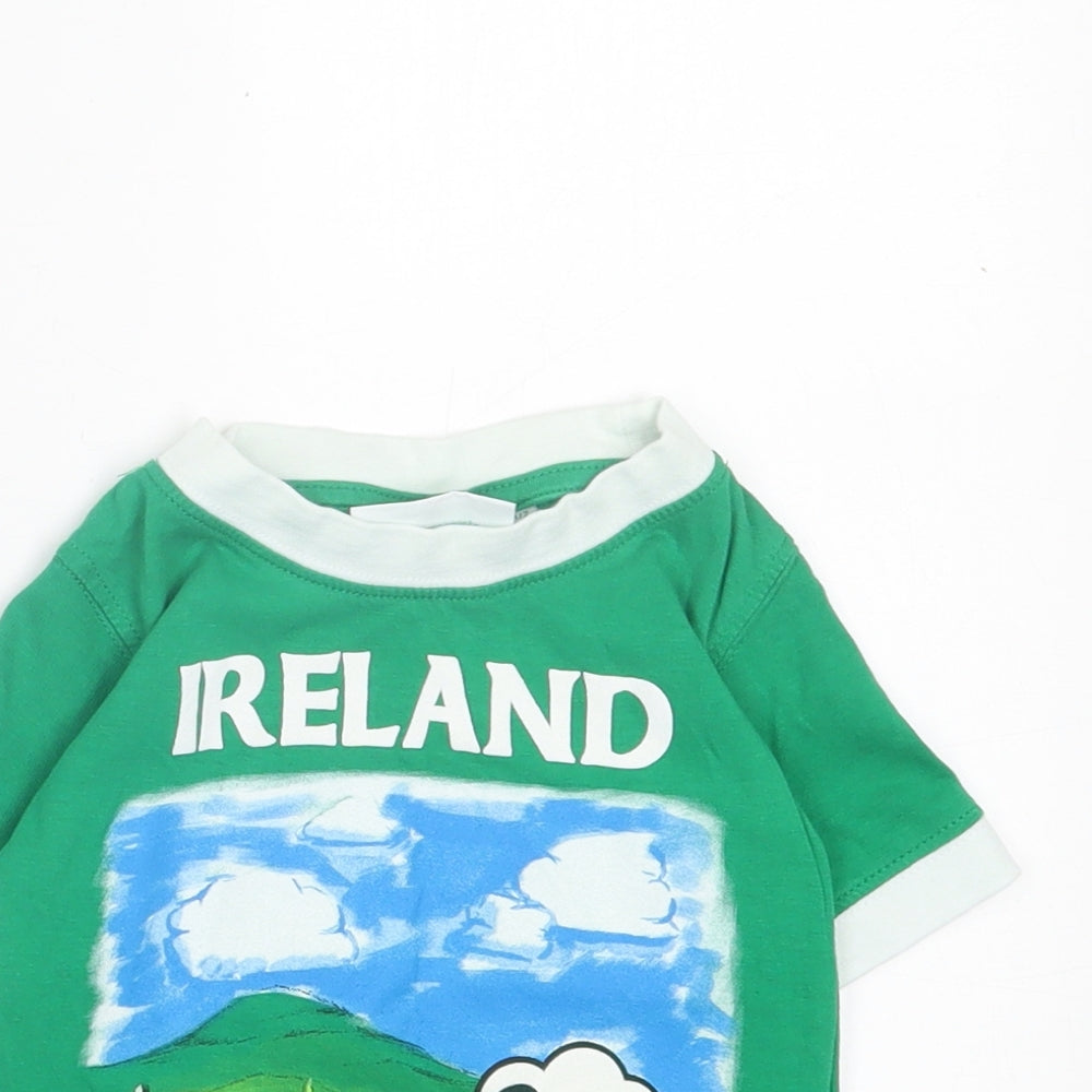 Lansdown Boys Green Cotton Basic T-Shirt Size 2 Years Crew Neck Pullover - Ireland