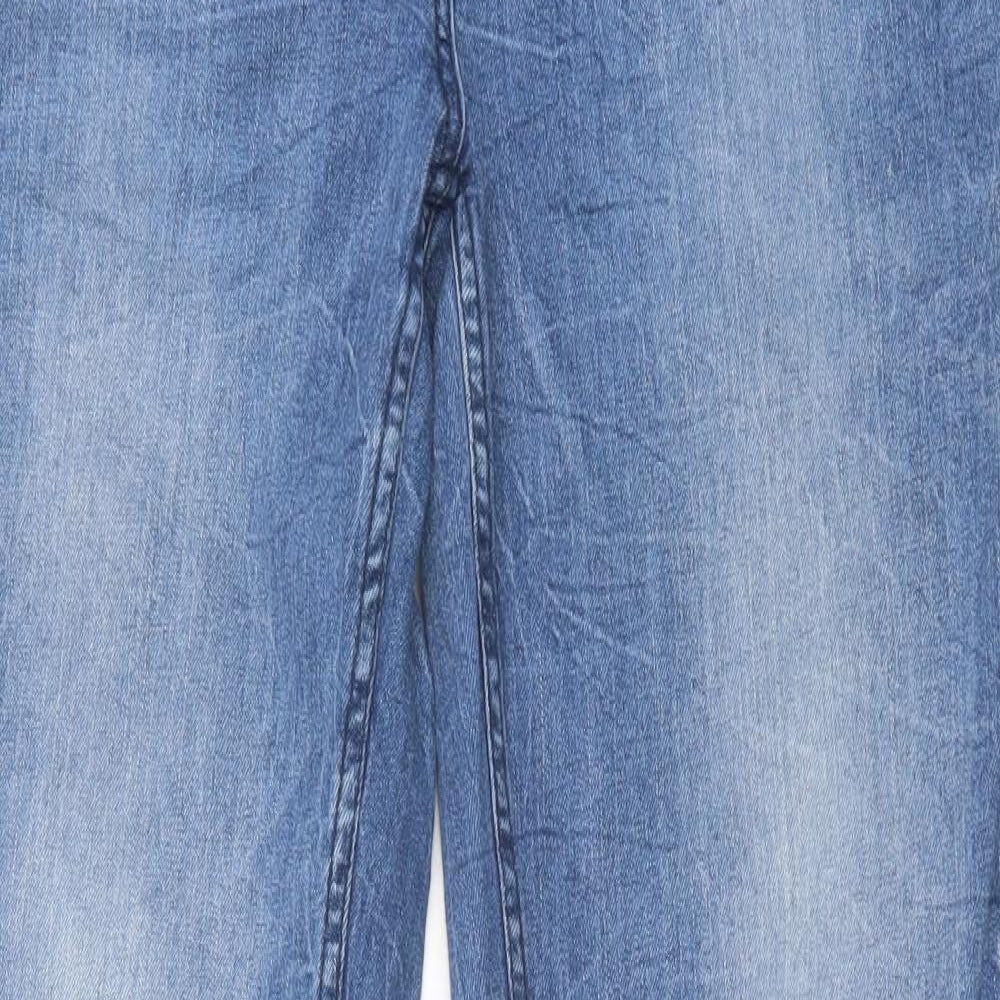 Blue Motion Womens Blue Cotton Straight Jeans Size 14 L31 in Regular Button