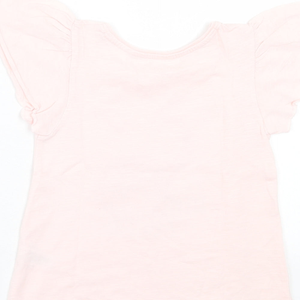 Dunnes Stores Girls Pink Cotton Basic T-Shirt Size 4 Years Crew Neck Pullover - Dino Queen